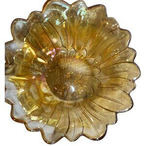 Vtg Indiana Marigold Carnival Glass 7" Bowl Lily Pons Round Candy Nuts grannycor